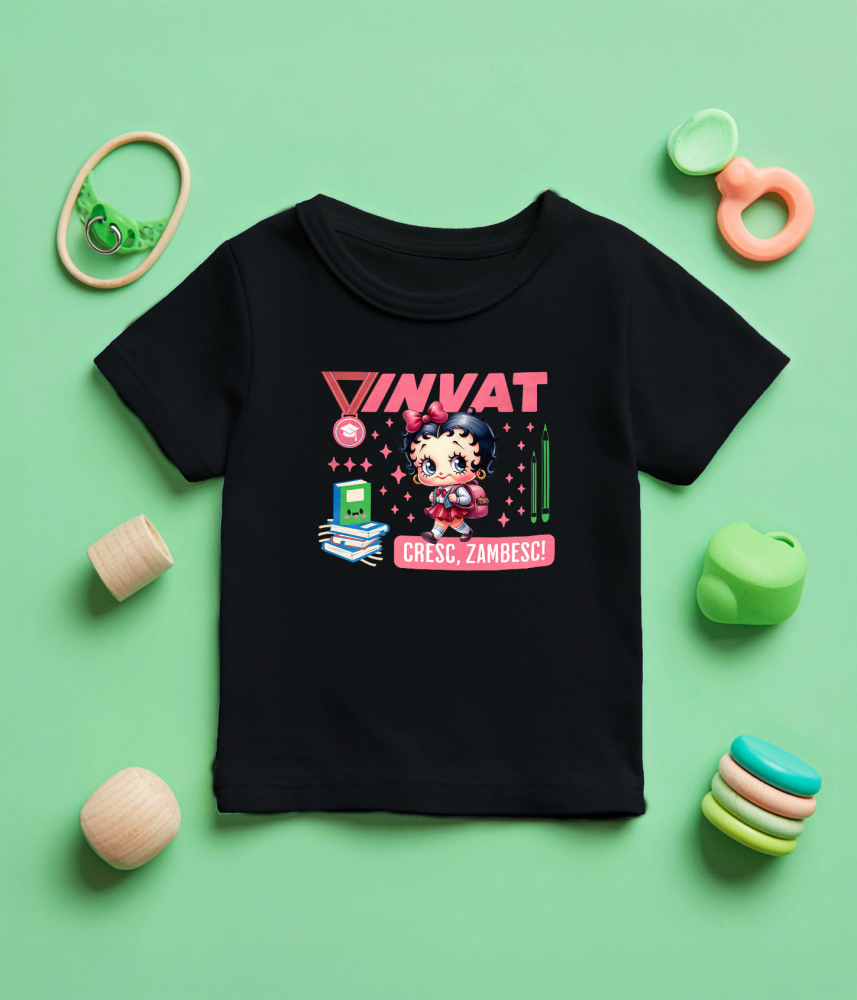 Tricou Copii cu  Scufita Rosie: Crestem în Lumea Povestilor 100% Bumbac, Negru, 12 Ani [5]