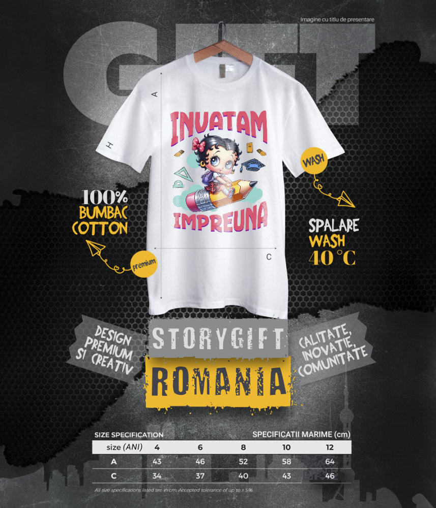 Tricou Copii cu Scufita Rosie – Invatatura Cu Prieteni La Fiecare Pas 100% Bumbac, Alb, 12 Ani [6]