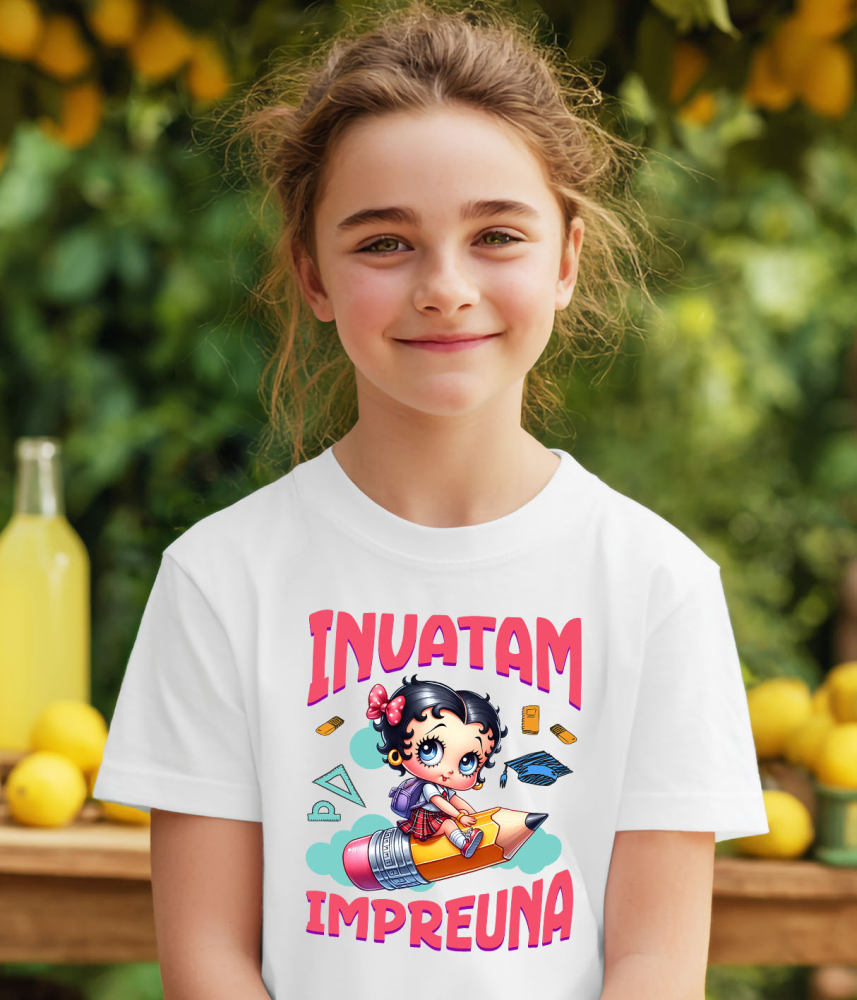 Tricou Copii cu Scufita Rosie – Invatatura Cu Prieteni La Fiecare Pas 100% Bumbac, Alb, 12 Ani [3]