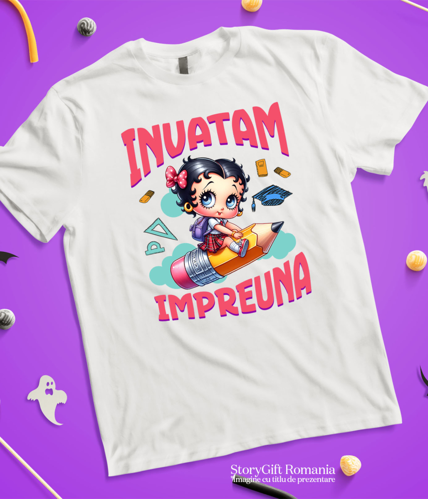 Tricou Copii cu Scufita Rosie – Invatatura Cu Prieteni La Fiecare Pas 100% Bumbac, Alb, 12 Ani [5]