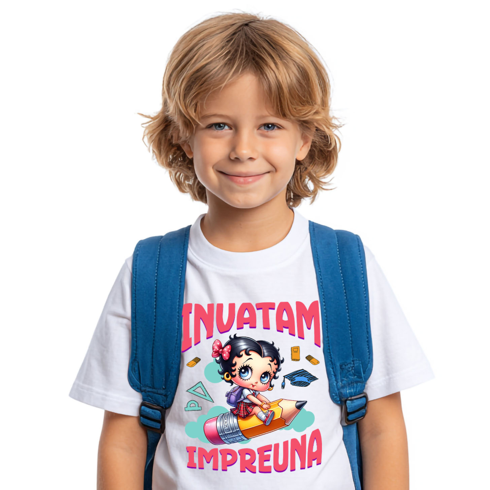 Tricou Copii cu Scufita Rosie – Invatatura Cu Prieteni La Fiecare Pas 100% Bumbac, Alb, 12 Ani [2]