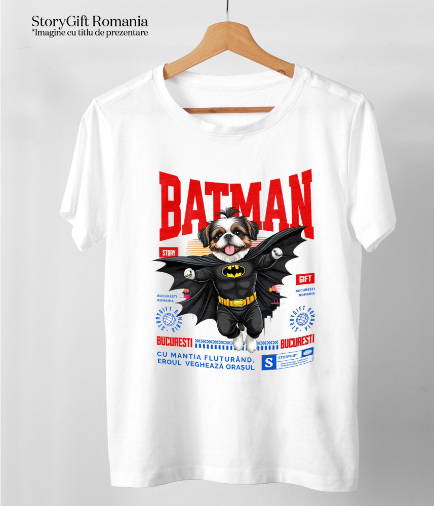 Tricou Femei, Barbati, Copii, Fata, Baiat, Unisex Personalizat Shih Tzu În Costum de Batman – Câine Supererou pentru Copii și Iubitorii de Animale [5]