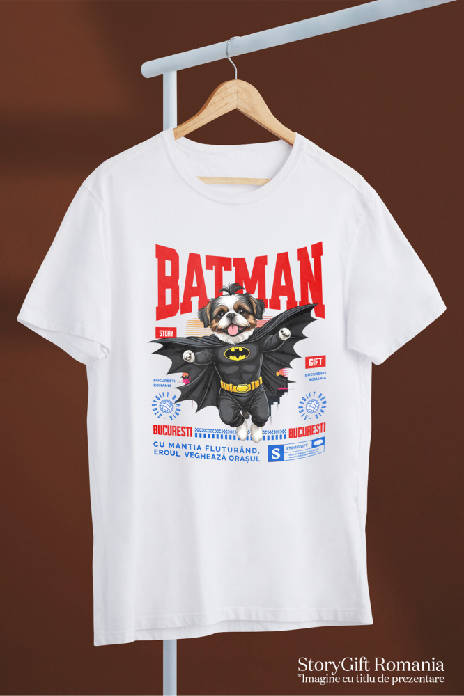 Tricou Femei, Barbati, Copii, Fata, Baiat, Unisex Personalizat Shih Tzu În Costum de Batman – Câine Supererou pentru Copii și Iubitorii de Animale [3]