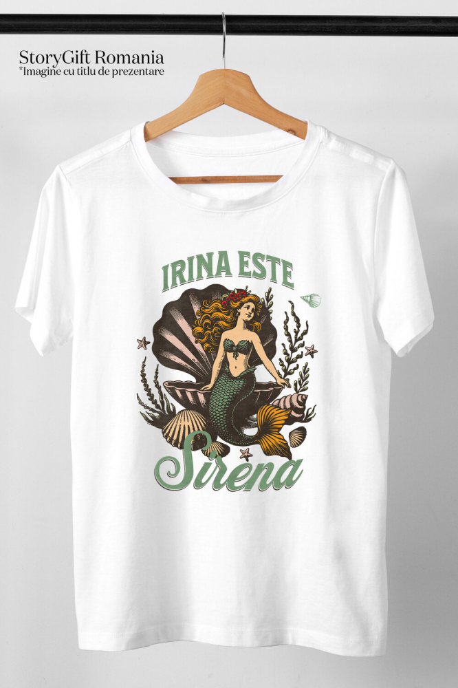 Tricou Femei, Barbati, Copii, Fata, Baiat, Unisex Personalizat Sirena Personalizată cu Costum Verde – Cadou Unic pentru Copii și Familie [3]