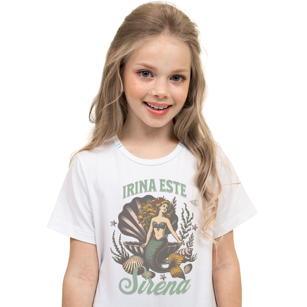 Tricou Femei, Barbati, Copii, Fata, Baiat, Unisex Personalizat Sirena Personalizată cu Costum Verde – Cadou Unic pentru Copii și Familie [1]