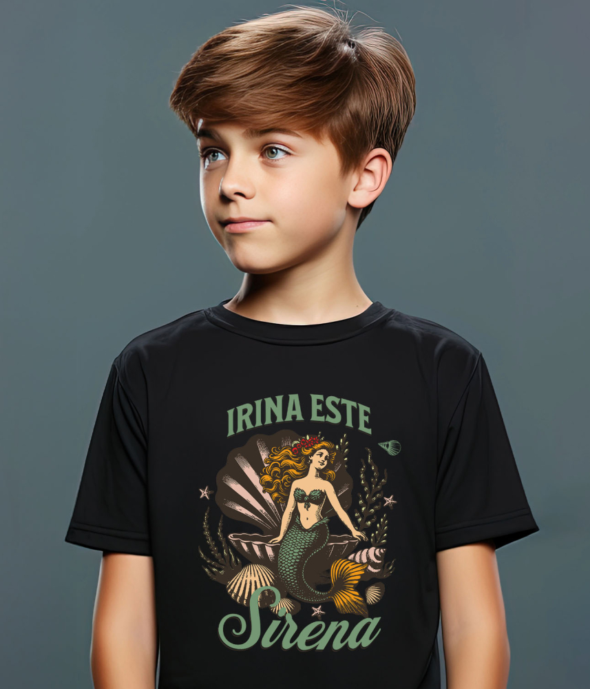 Tricou Femei, Barbati, Copii, Fata, Baiat, Unisex Personalizat Sirena Personalizată cu Costum Verde – Cadou Unic pentru Copii și Familie [4]