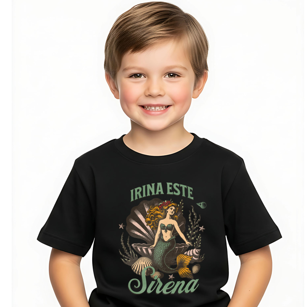 Tricou Femei, Barbati, Copii, Fata, Baiat, Unisex Personalizat Sirena Personalizată cu Costum Verde – Cadou Unic pentru Copii și Familie [2]