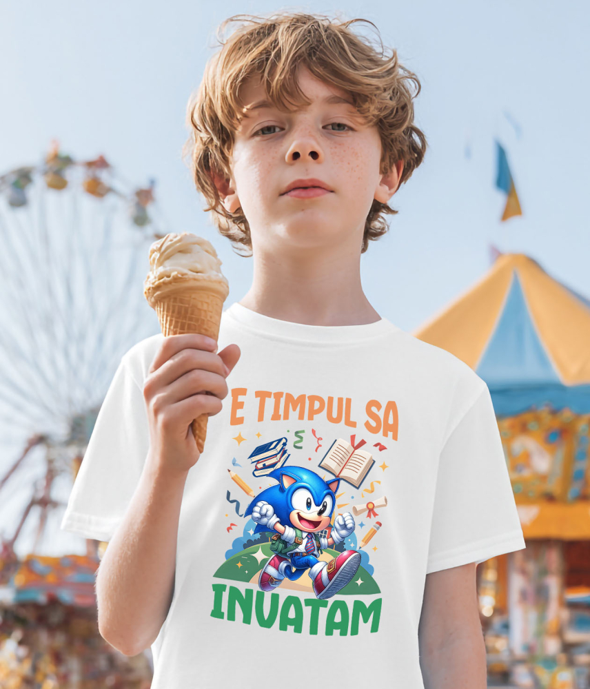 Tricou Copii cu Sonic: Începe-ți Aventura În Învățare Pe Viteza Maximă 100% Bumbac, Alb, 12 Ani [3]
