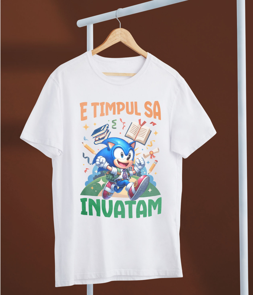Tricou Copii cu Sonic: Începe-ți Aventura În Învățare Pe Viteza Maximă 100% Bumbac, Alb, 12 Ani [5]