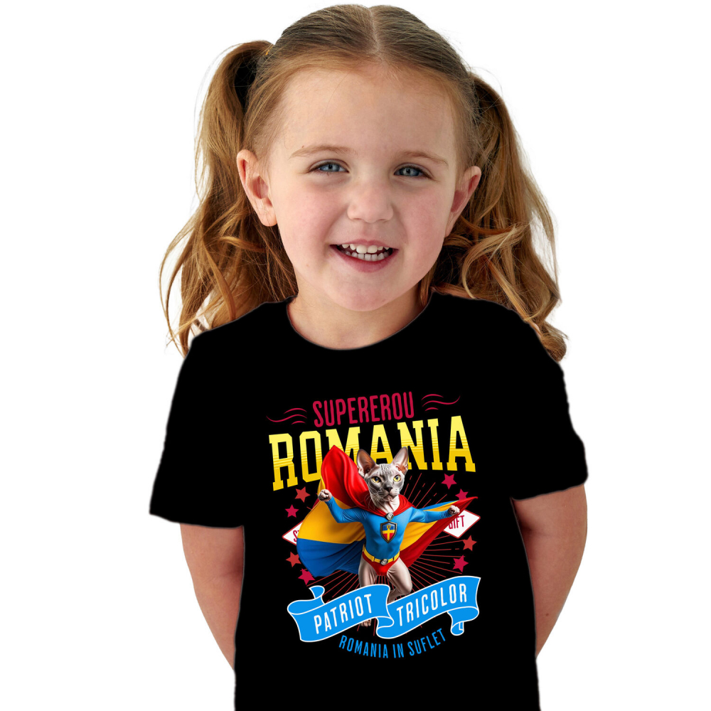 Tricou Femei, Barbati, Copii, Fata, Baiat, Unisex Personalizat Pisica Sphynx în Costum de Căpitan România – Cadou Personalizat Unic pentru Iubitorii de Pisici [1]