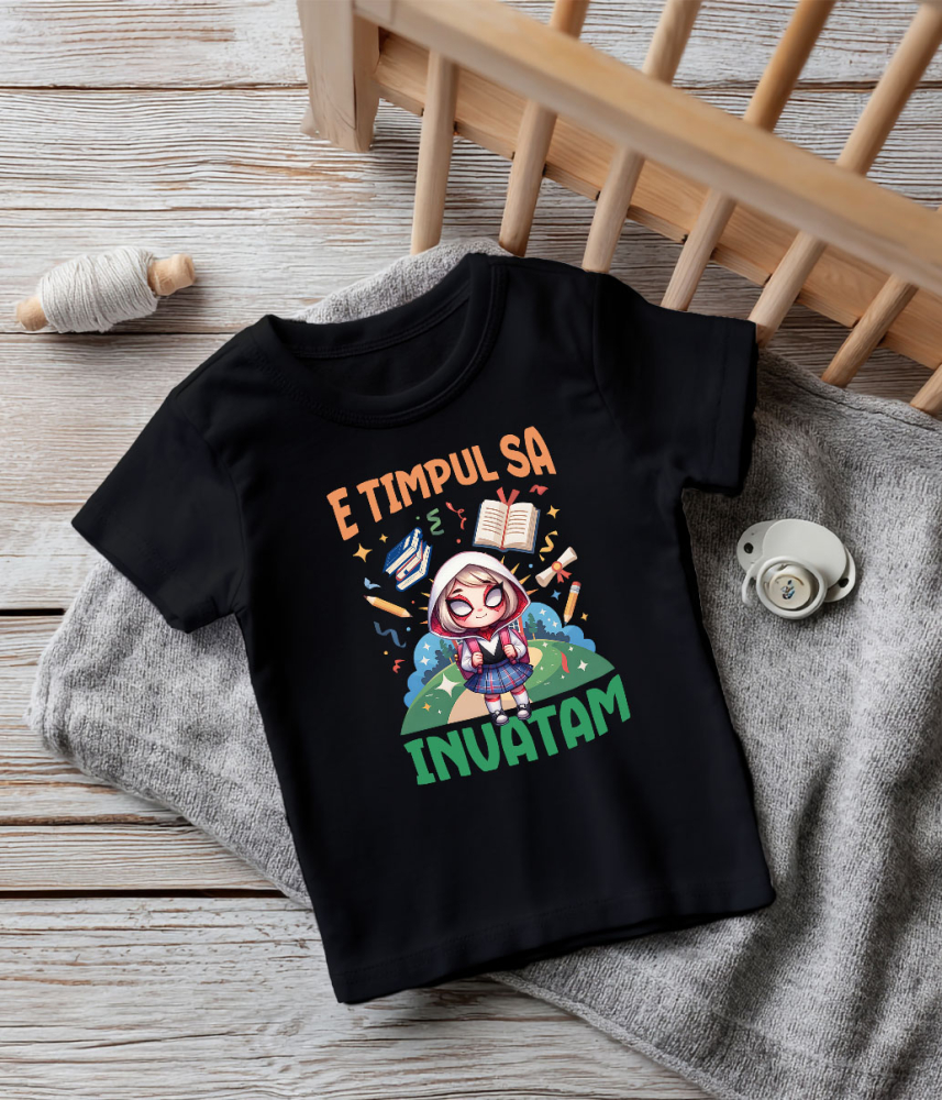 Tricou Copii cu Spide-Gwen: Incepem Sa Invatam Cu Puterea Supereroilor 100% Bumbac, Negru, 10 Ani [5]