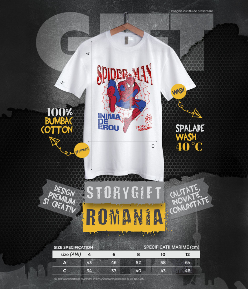 Tricou Copii cu Spidere-Man - Aventuri Nebune pe Zidurile Orasului 100% Bumbac, Alb, 10 Ani [6]