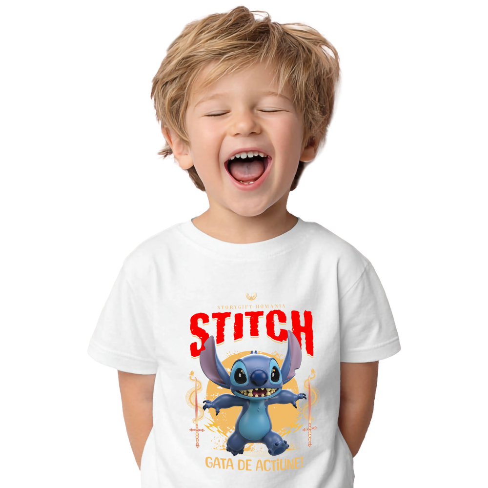 Tricou Copii cu Stitch - Călătorie Plină de Zâmbete și Magie Disney 100% Bumbac, Alb, 12 Ani [2]