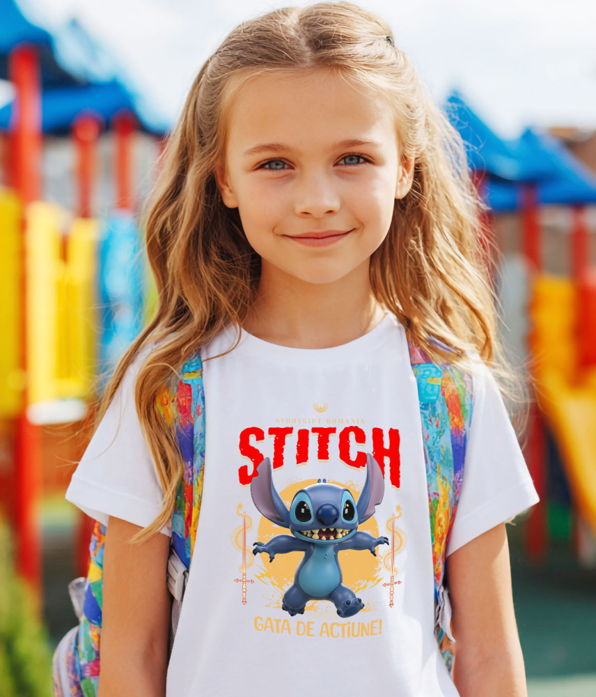 Tricou Copii cu Stitch - Călătorie Plină de Zâmbete și Magie Disney 100% Bumbac, Alb, 12 Ani [3]