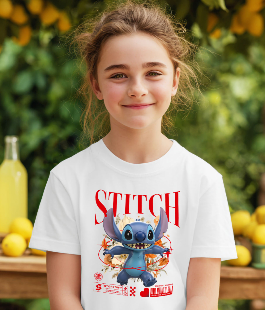 Tricou Copii cu Stitch: Flori Magice din Universul Disney 100% Bumbac, Alb, 10 Ani [3]