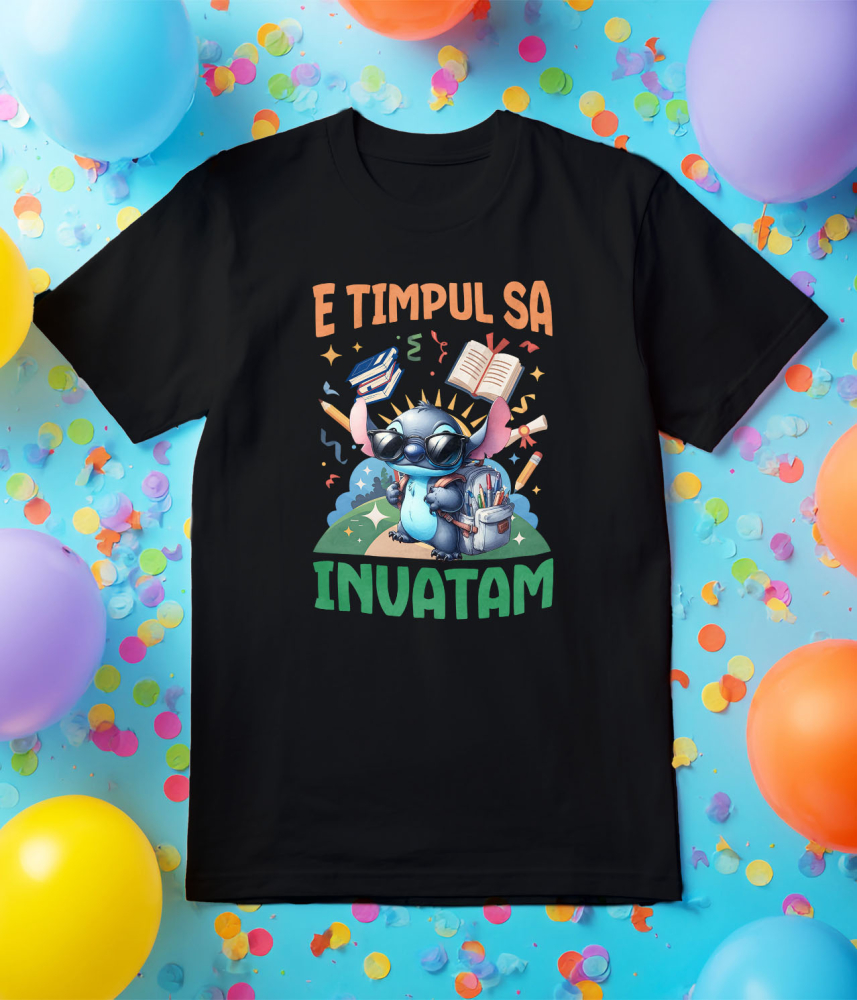 Tricou Copii cu Stitch: Învățătura Plină De Aventură și Zâmbete 100% Bumbac, Negru, 10 Ani [5]