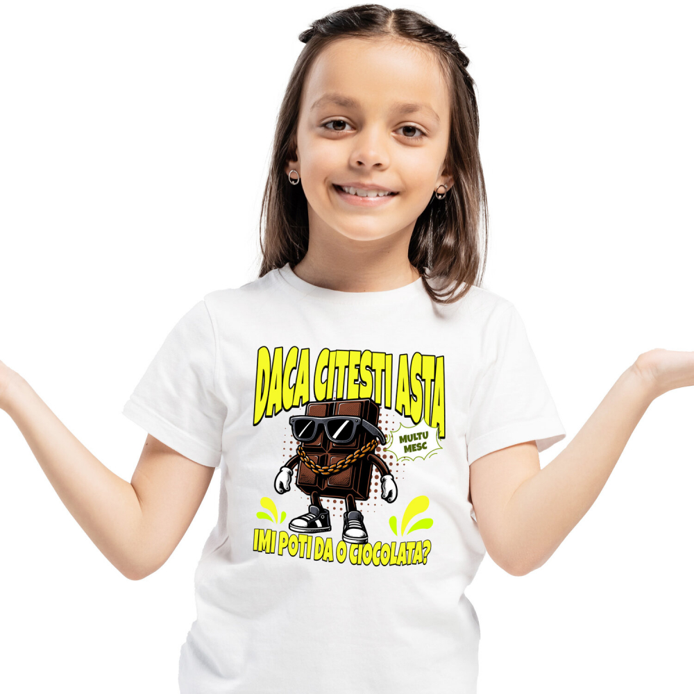 Tricou Femei, Barbati, Copii, Fata, Baiat, Unisex Personalizat Tableta de ciocolată personalizată cu mesaj „Dacă citești asta, îmi poți da o ciocolată” – Cadou amuzant [2]