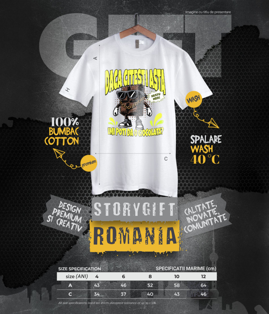Tricou Femei, Barbati, Copii, Fata, Baiat, Unisex Personalizat Tableta de ciocolată personalizată cu mesaj „Dacă citești asta, îmi poți da o ciocolată” – Cadou amuzant [6]