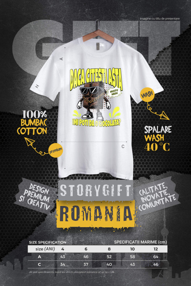 Tricou Femei, Barbati, Copii, Fata, Baiat, Unisex Personalizat Tableta de ciocolată personalizată cu mesaj „Dacă citești asta, îmi poți da o ciocolată” – Cadou amuzant [4]