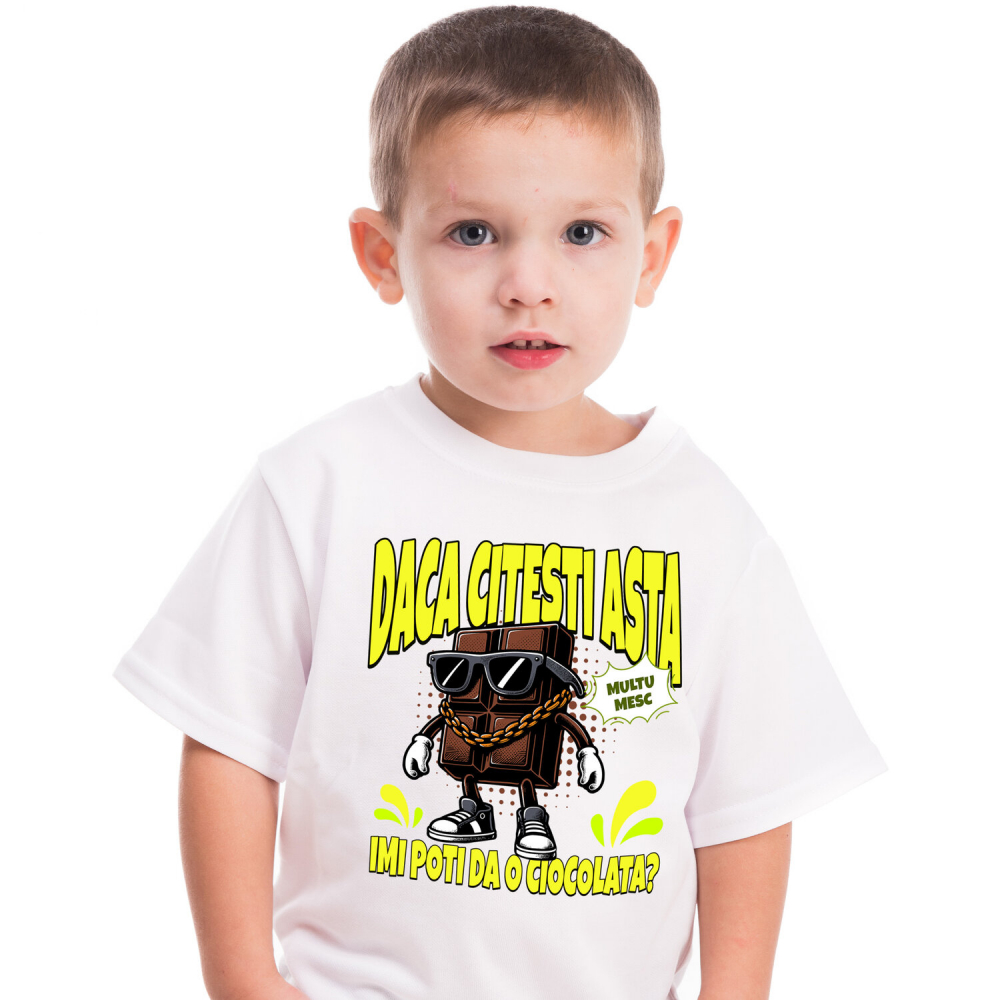 Tricou Femei, Barbati, Copii, Fata, Baiat, Unisex Personalizat Tableta de ciocolată personalizată cu mesaj „Dacă citești asta, îmi poți da o ciocolată” – Cadou amuzant [1]