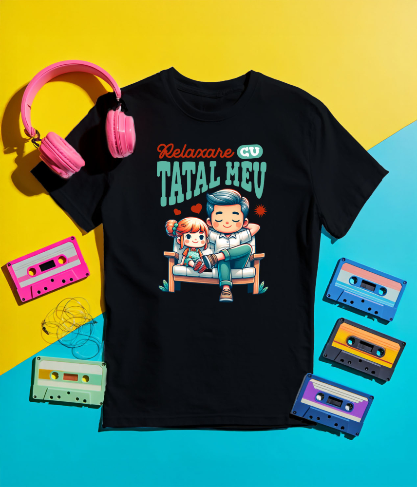 Tricou Femei, Barbati, Copii, Fata, Baiat, Unisex Personalizat Tata și Fiica Pe Bancă „Cu Tatal Meu” – Cadou Personalizat Familie și Relaxare [5]