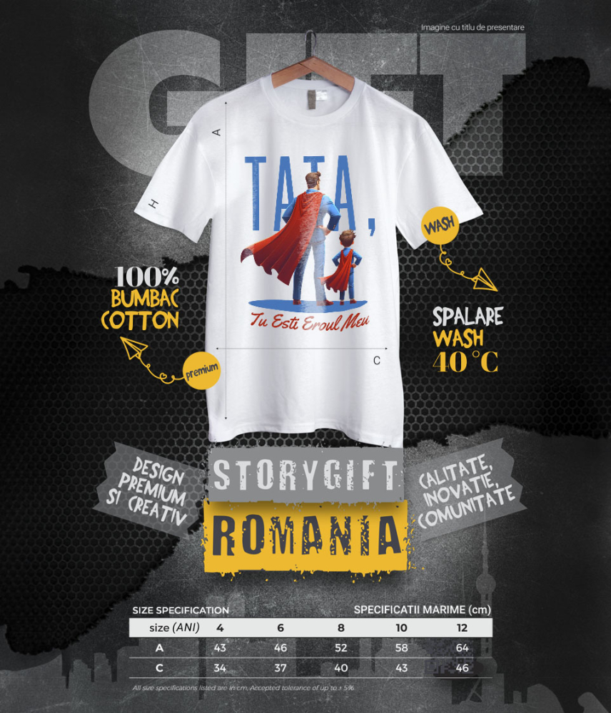 Tricou Femei, Barbati, Copii, Fata, Baiat, Unisex Personalizat Cadouri Personalizate Tata și Fiu | Tatal Meu Eroul Meu, Dragoste Familie [6]