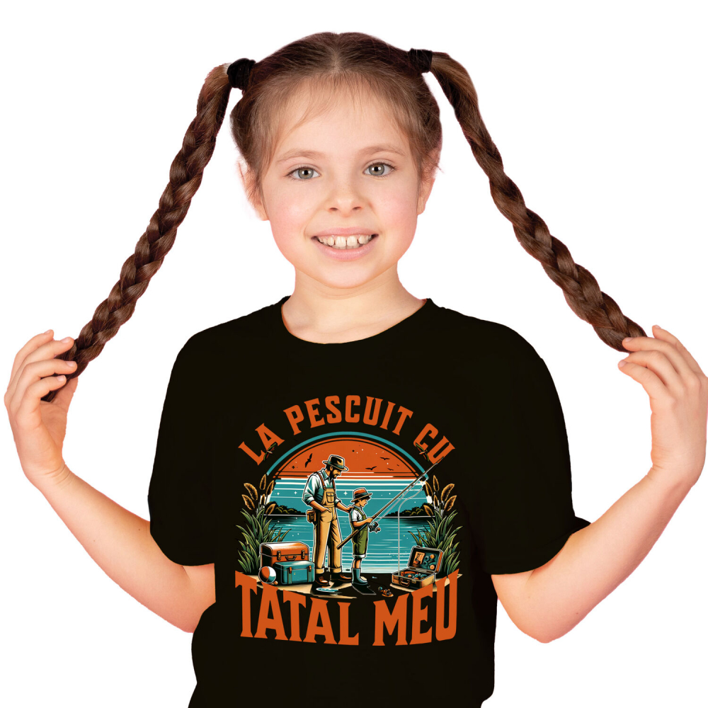 Tricou Femei, Barbati, Copii, Fata, Baiat, Unisex Personalizat "Pescuit cu Tata la Baltă – Momente de Neuitat în Natură" [1]