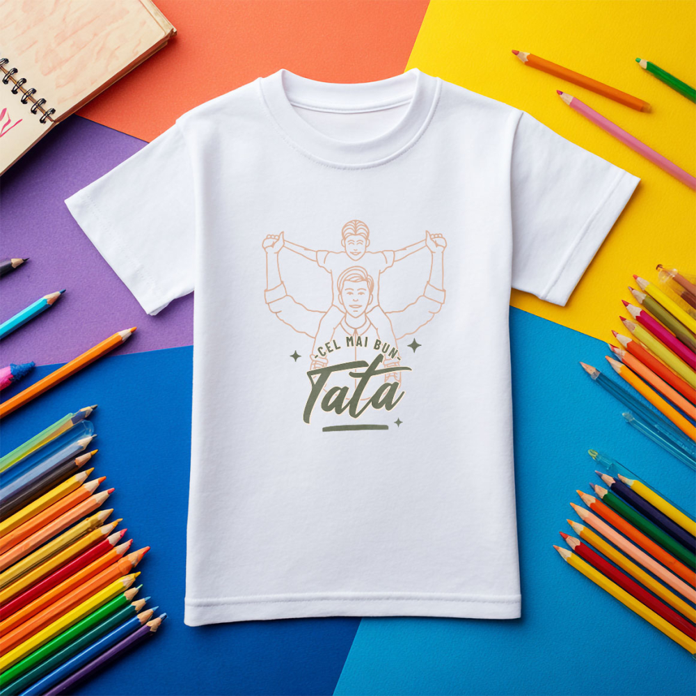 Tricou Femei, Barbati, Copii, Fata, Baiat, Unisex Personalizat Tricou Personalizat Tata – Cadou Perfect „Cel Mai Bun Tata Din Lume” [5]