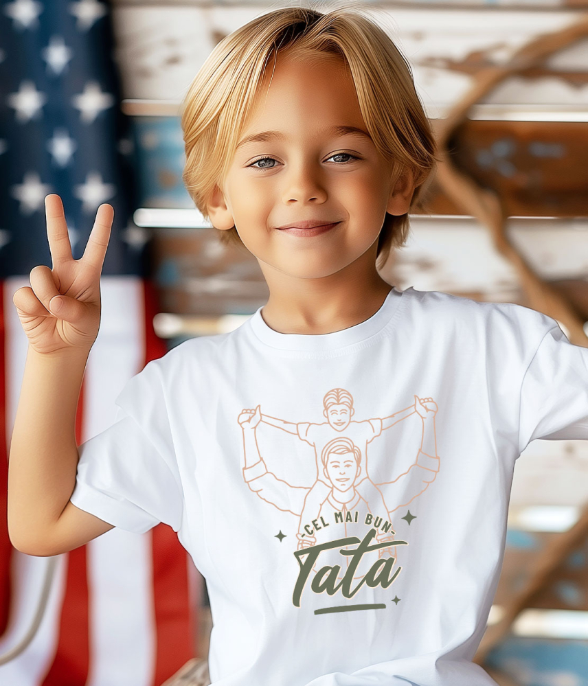Tricou Femei, Barbati, Copii, Fata, Baiat, Unisex Personalizat Tricou Personalizat Tata – Cadou Perfect „Cel Mai Bun Tata Din Lume” [4]