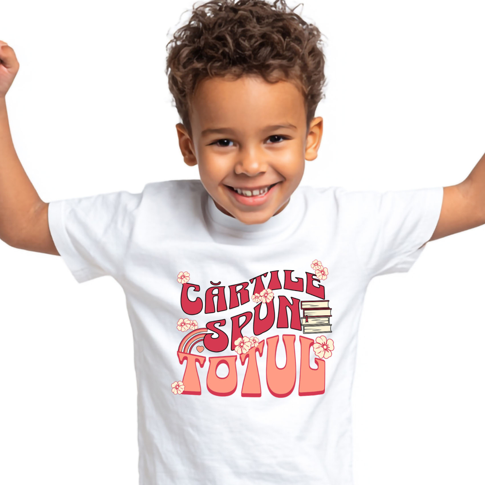 Tricou Femei, Barbati, Copii, Fata, Baiat, Unisex Personalizat Teanc de Cărți de Studii și Flori Colorate - Educație și Dezvoltare Personală [2]