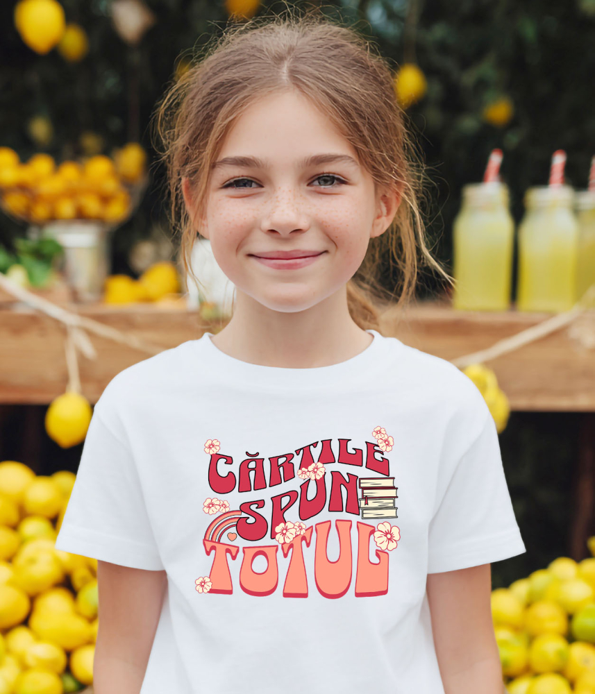 Tricou Femei, Barbati, Copii, Fata, Baiat, Unisex Personalizat Teanc de Cărți de Studii și Flori Colorate - Educație și Dezvoltare Personală [3]