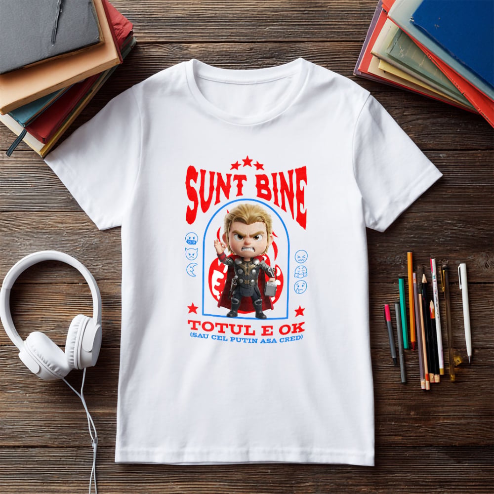 Tricou Copii cu Thor, Ok, Sarcastic, Nervos, Iritat 100% Bumbac, Alb, 12 Ani [5]