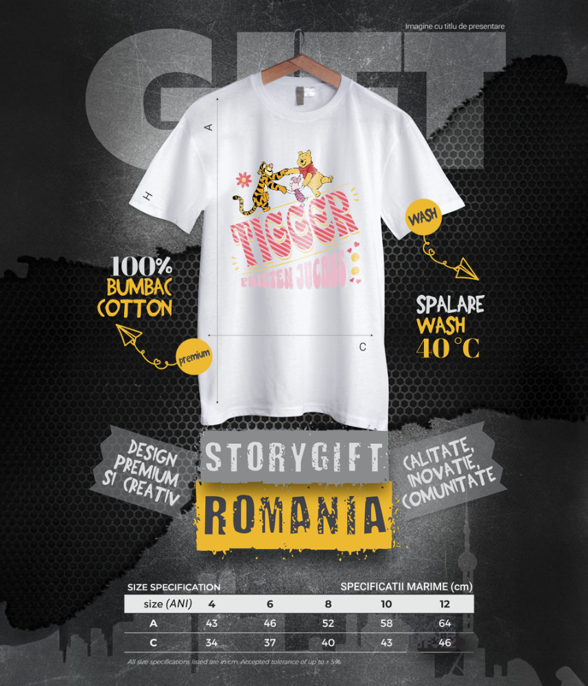Tricou Copii cu Tigger și Prietenii – Împreuna Mereu 100% Bumbac, Alb, 8 Ani [6]