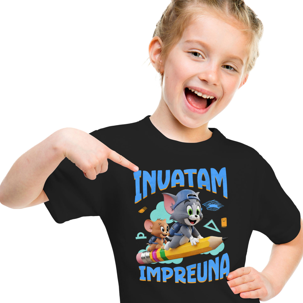 Tricou Copii cu Tom and Jerry – Invata prin Joaca 100% Bumbac, Negru, 10 Ani [2]