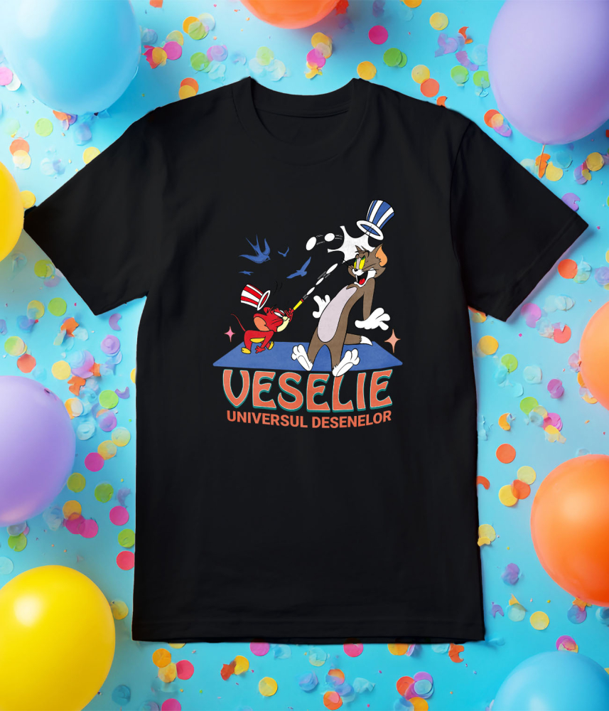 Tricou Copii cu Tom and Jerry - Razboiul pisicii si soarecului 100% Bumbac, Negru, 10 Ani [5]