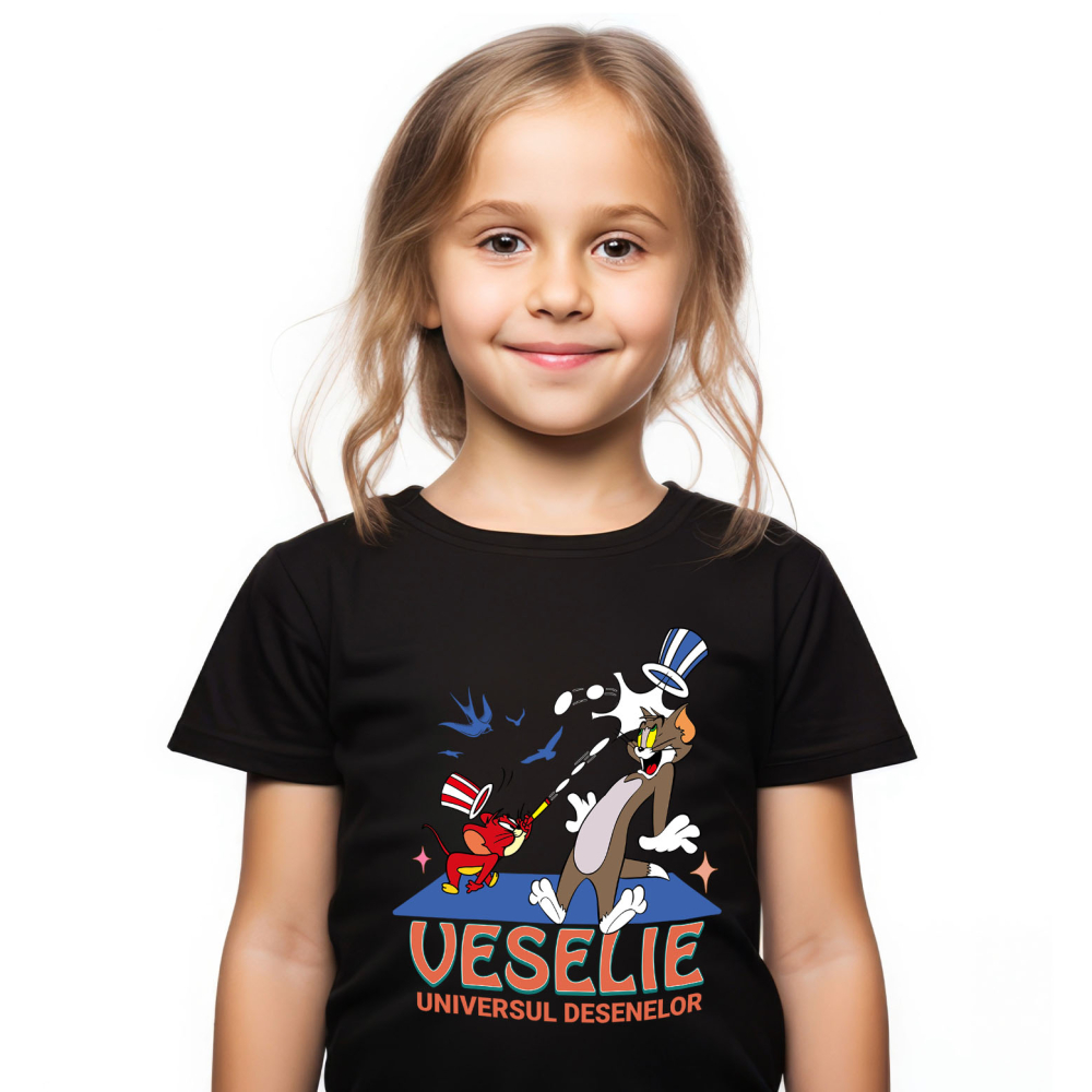 Tricou Copii cu Tom and Jerry - Razboiul pisicii si soarecului 100% Bumbac, Negru, 10 Ani [2]