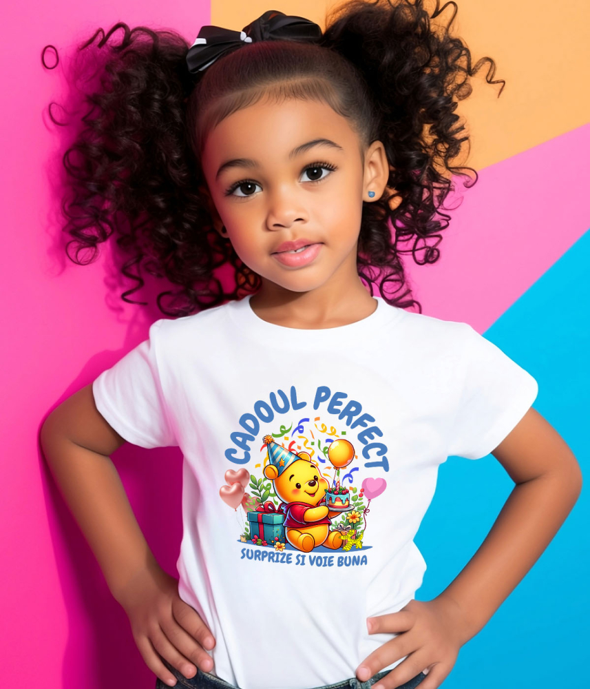 Tricou Copii cu Tort si Cadou Winnie – Surpriza Perfecta 100% Bumbac, Alb, 12 Ani [4]
