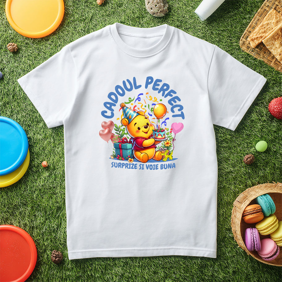 Tricou Copii cu Tort si Cadou Winnie – Surpriza Perfecta 100% Bumbac, Alb, 12 Ani [5]