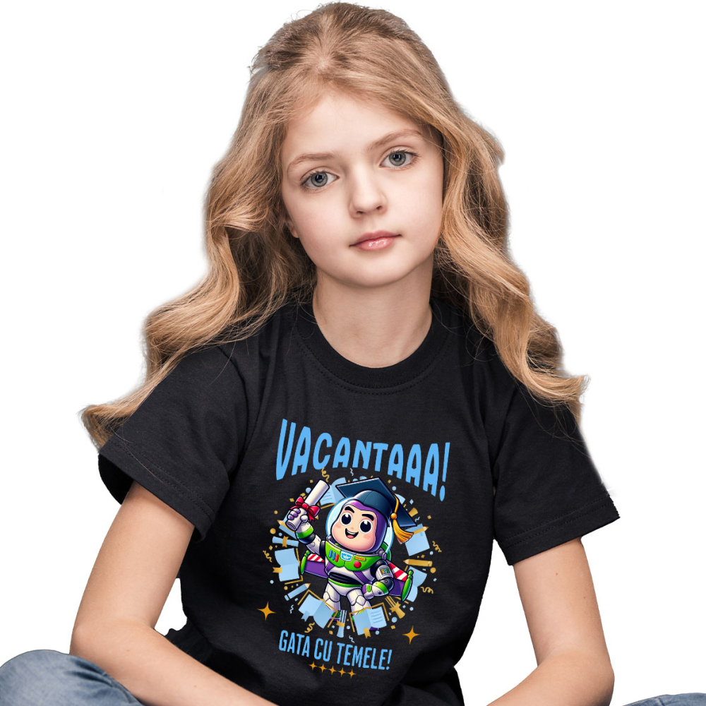 Tricou Copii cu Toy Story: Distractie, Soare si Diplome 100% Bumbac, Negru, 12 Ani [2]