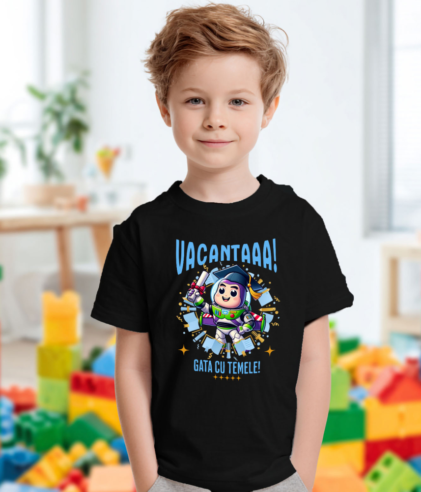 Tricou Copii cu Toy Story: Distractie, Soare si Diplome 100% Bumbac, Negru, 12 Ani [3]
