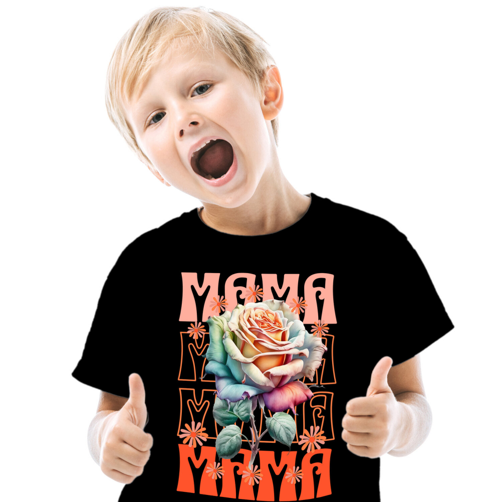 Tricou Femei, Barbati, Copii, Fata, Baiat, Unisex Personalizat Trandafir Multicolor cu Text „Mama, Femeie, Flori, Natura” | Cadouri Personalizate pentru Mama și Femei [2]