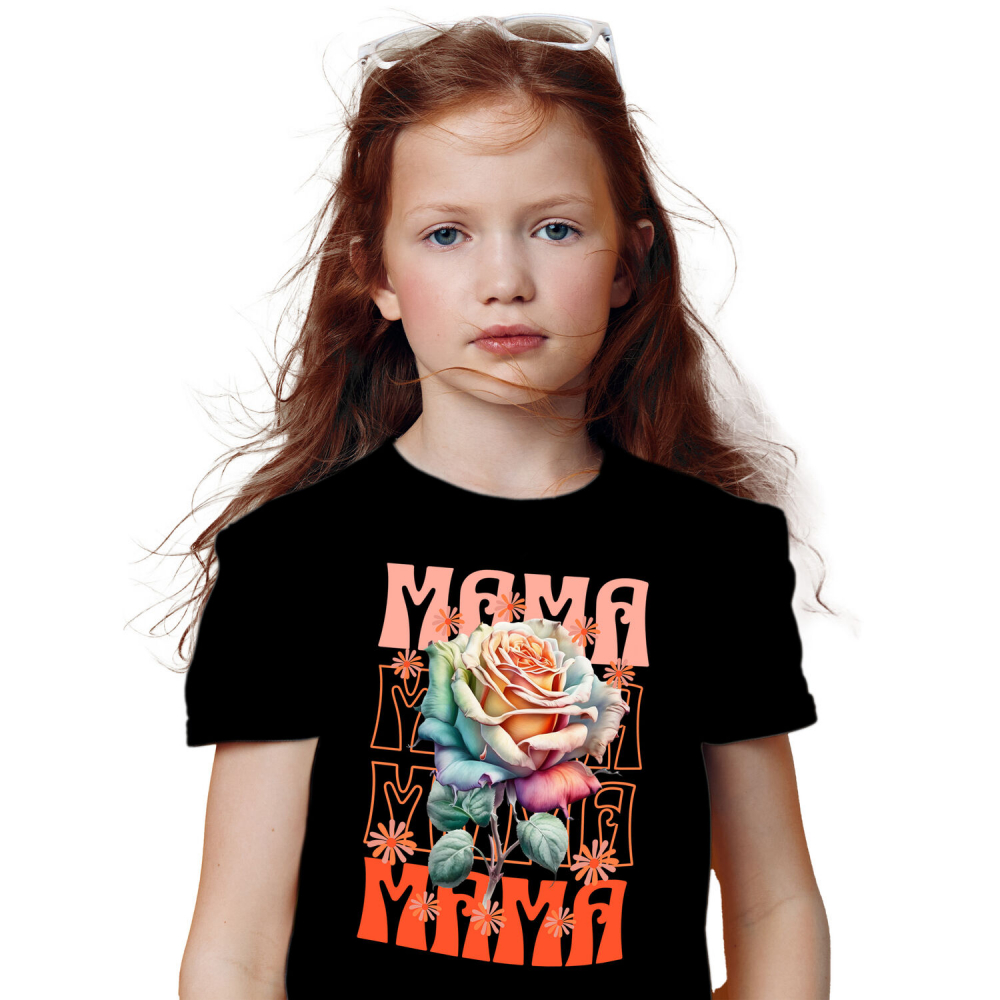 Tricou Femei, Barbati, Copii, Fata, Baiat, Unisex Personalizat Trandafir Multicolor cu Text „Mama, Femeie, Flori, Natura” | Cadouri Personalizate pentru Mama și Femei [1]
