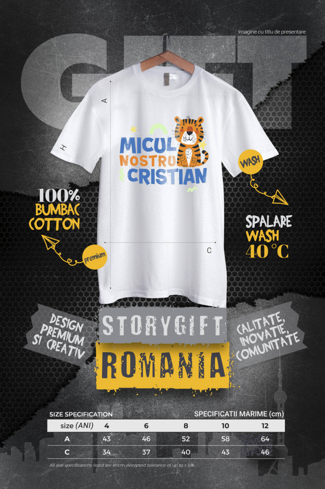 Tricou Femei, Barbati, Copii, Fata, Baiat, Unisex Personalizat Tigru Animat cu Mesaj de Dragoste pentru Familie și Copii - Cadou Personalizat [4]