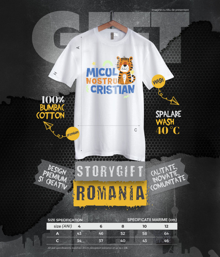 Tricou Femei, Barbati, Copii, Fata, Baiat, Unisex Personalizat Tigru Animat cu Mesaj de Dragoste pentru Familie și Copii - Cadou Personalizat [6]