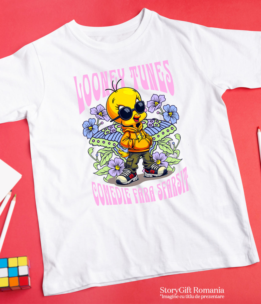 Tricou Copii cu Tweety – galben si plin de culoare 100% Bumbac, Alb, 8 Ani [5]