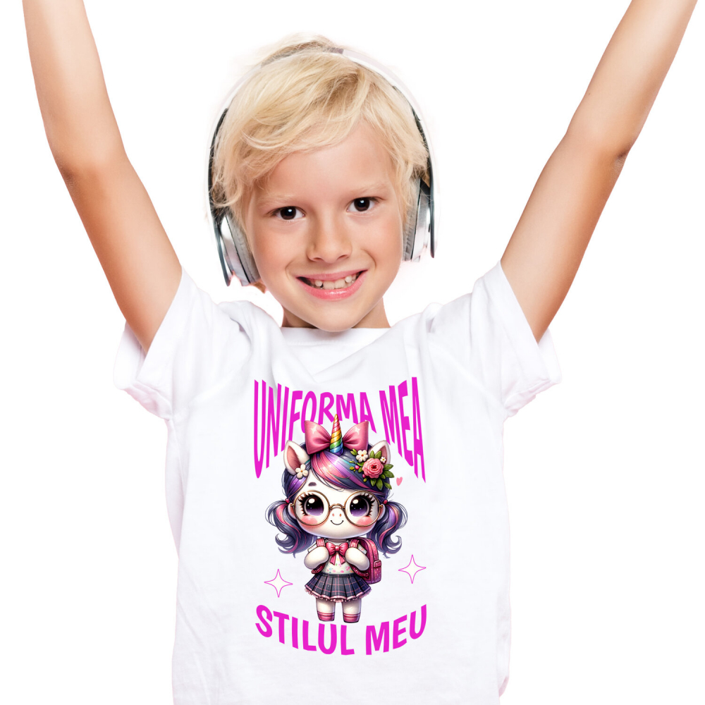 Tricou Femei, Barbati, Copii, Fata, Baiat, Unisex Personalizat Unicorn și Stil Personalizat pentru Școală - Rechizite și Uniformă Școlară [1]