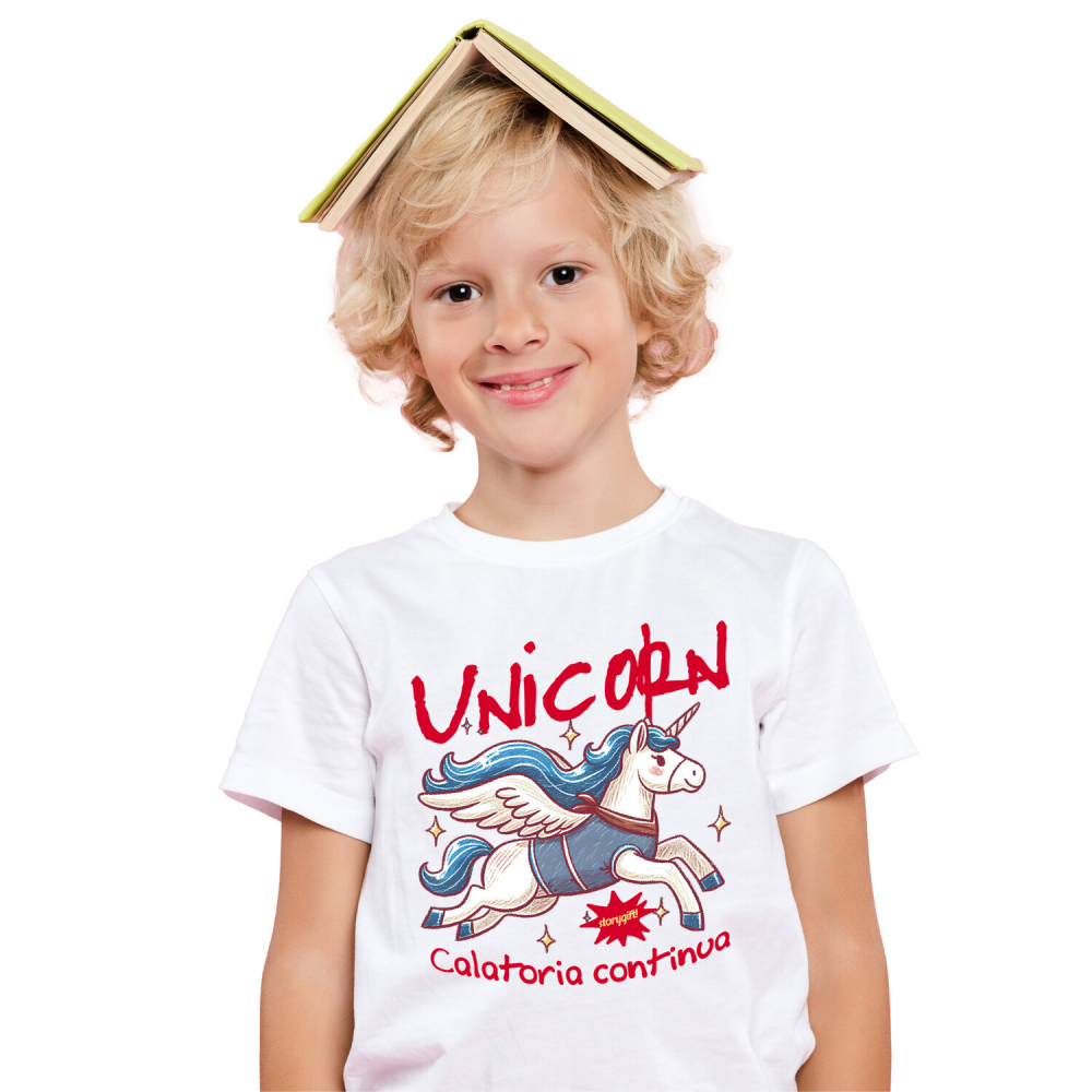 Tricou Femei, Barbati, Copii, Fata, Baiat, Unisex Personalizat Unicorn în Zbor - Cal cu Corn pentru Călătorii Magice și Cadouri pentru Copii [2]