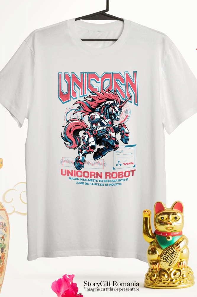 Tricou Femei, Barbati, Copii, Fata, Baiat, Unisex Personalizat Unicorn Roz Robot Inteligent – Cadou Personalizat pentru Copii și Familie [3]