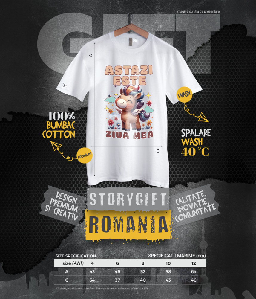 Tricou Femei, Barbati, Copii, Fata, Baiat, Unisex Personalizat Unicorn Vesel cu Flori – Cadou Personalizat pentru Ziua Mea [6]