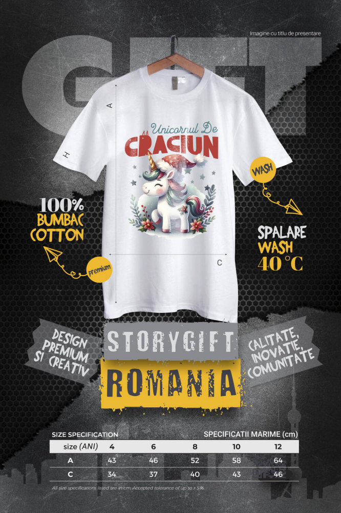 Tricou Femei, Barbati, Copii, Fata, Baiat, Unisex Personalizat Unicorn Vesel Roz cu Căciulă de Moș Crăciun – Cadouri Personalizate pentru Crăciun Magic [4]